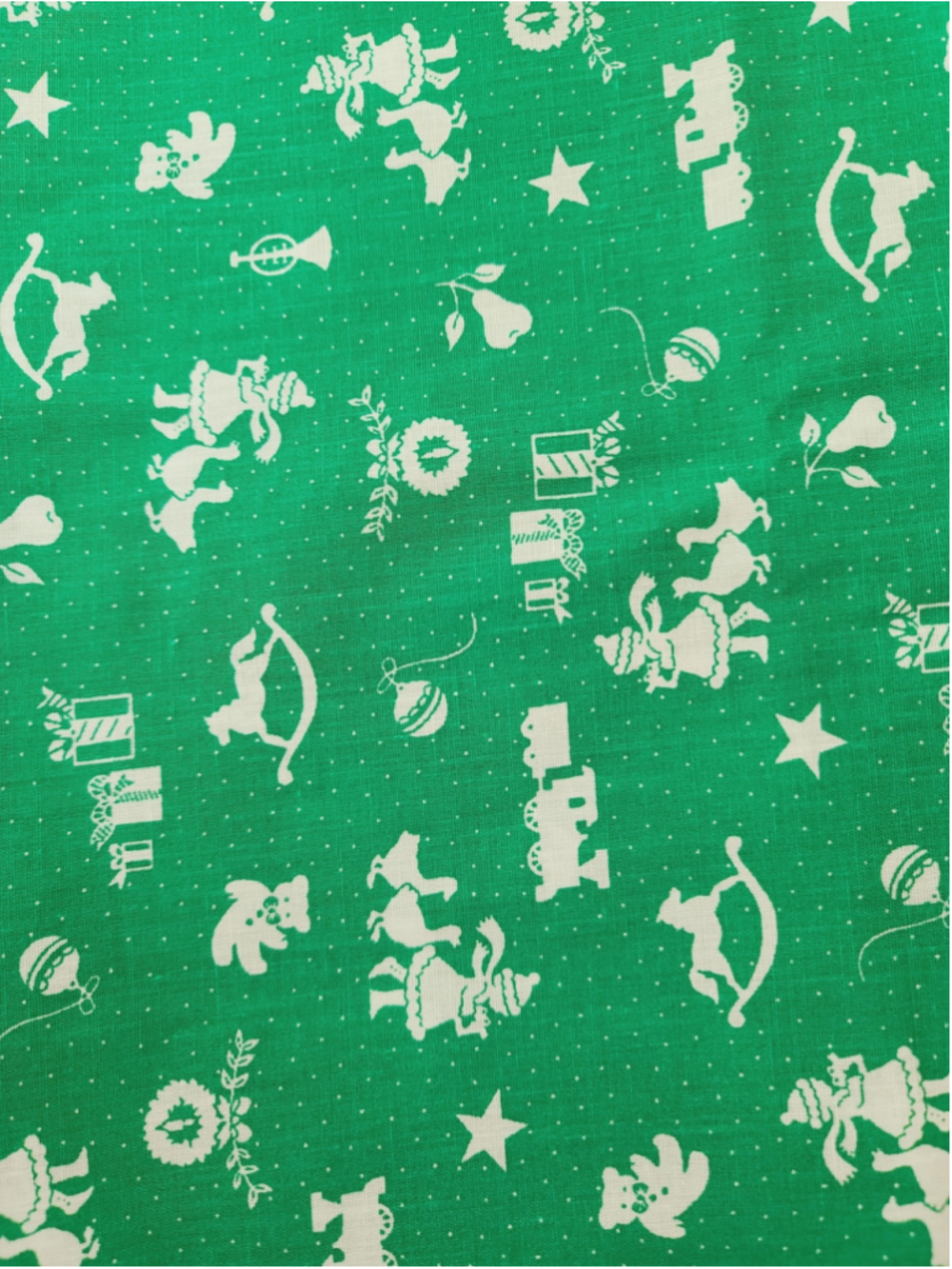 Vintage Christmas Cotton Fabric Wamsutta OTC Green Holiday Print 5 Yds 22" x 44" - Picture 4 of 5